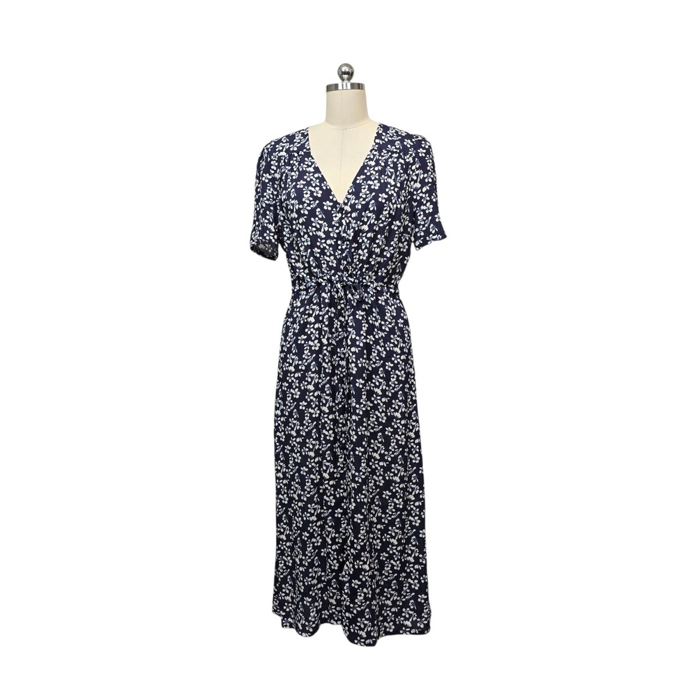Boden Navy White Floral Godet Tea Dress V-Neck‎ Midi D1020 Womens 6R NWT
